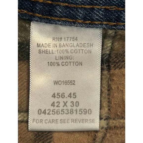 Lakin Mckey Mens Flannel Lined Dark Wash Carpenter Jeans Size 42x30 (5106) - Picture 7 of 8